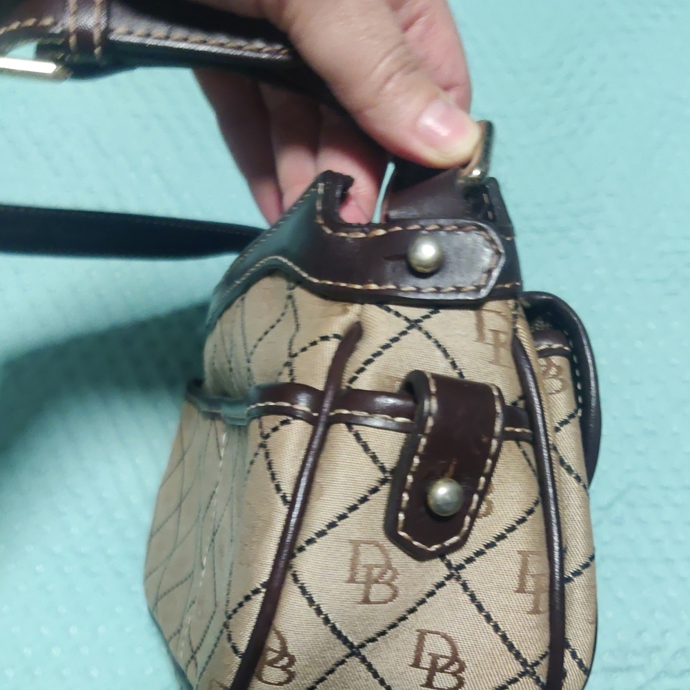 Dooney & Bourke Tan and Brown Monogram Shoulder Bag - Picture 6 of 8